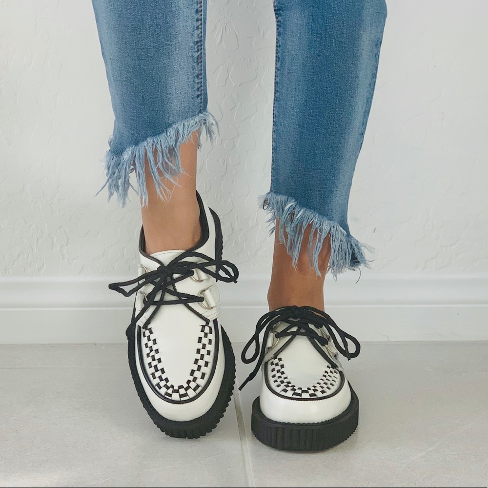 NIB Inked White Genuine Leather Creeper Oxfords - Picture 2 of 8